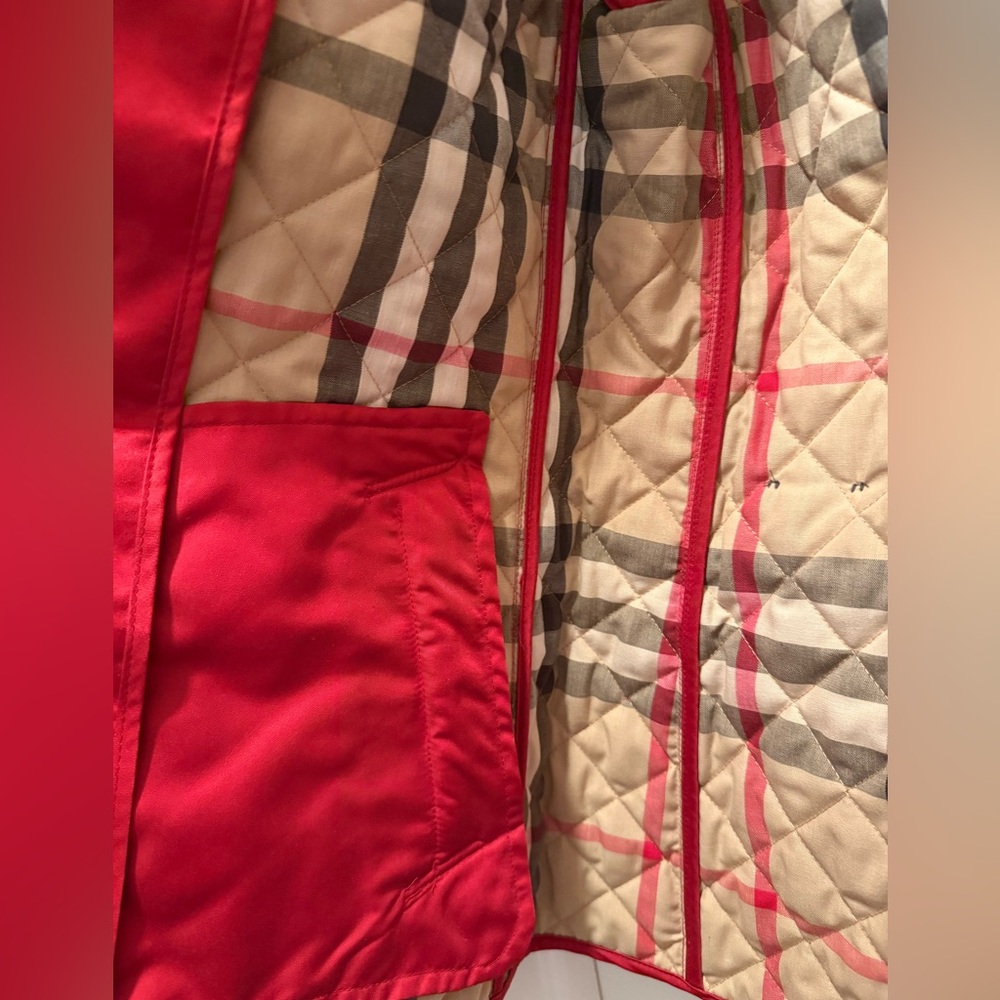 Red Burberry Brit Quilted Jacket Coat EXCELLENT condition like new - Picture 11 of 11